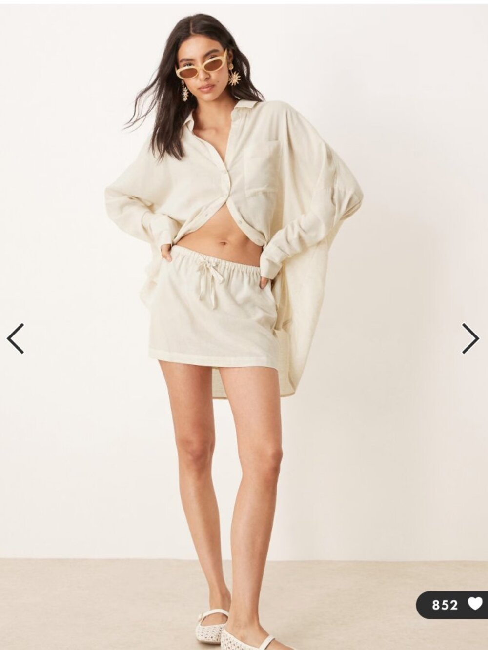 Matching Set - ASOS DESIGN Belle linen blend mini skirt & oversized shirt